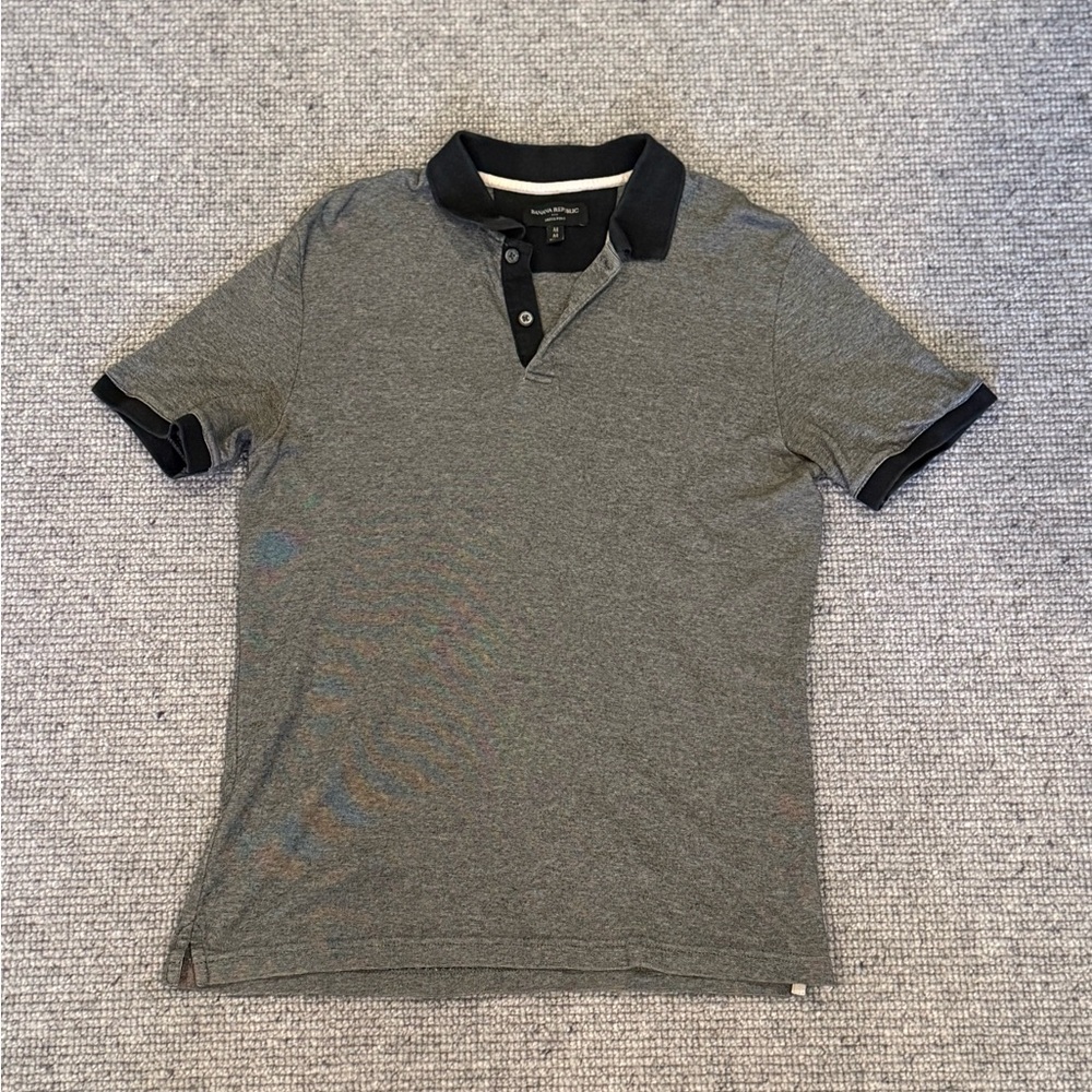 Banana Republic Men's Dress Polo Grey Stripe Medium